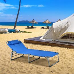 Costway Lounge Betten - 2 Stück - faltbar - verstellbar - Terrasse - Pool - Strand - fester Rücken - blau