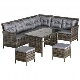 Sitzgarnitur  Polyrattan Gartenmöbel Set Lounge in Grau, inkl. Sofagarnitur & Kissen, ideal für Outdoor & Terrasse  Aosom.de